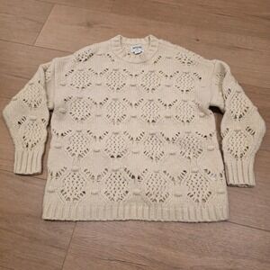 American Eagle Sweater Size Small Cream Wool Blend Bauble Knit Oversized Boho